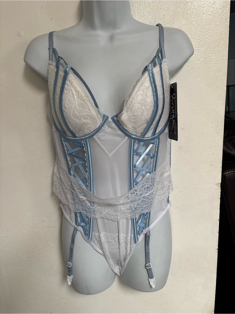 Shirley of Hollywood STUNNING TEDDY WITH FULLY PADDED LACE CUP XXL new